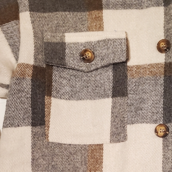 New ONELEVEN LONG PLAID FLANNEL JACKET SHACKET M - Picture 8 of 9